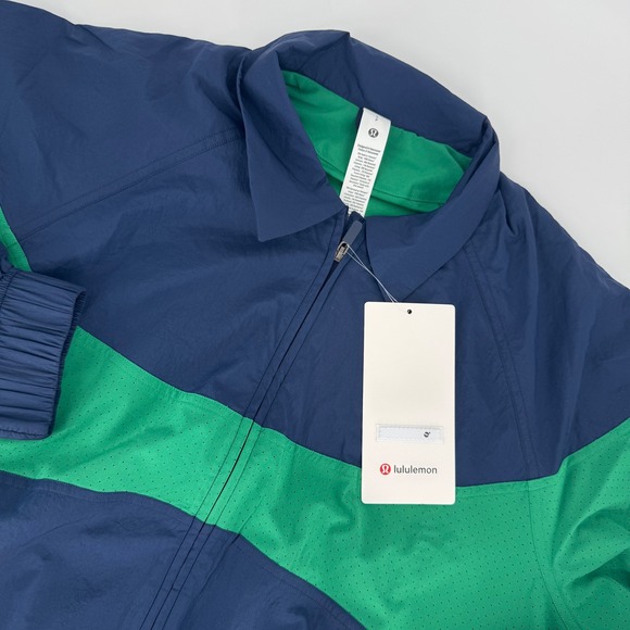 Lululemon Nylon‎ Colourblock Collared Jacket Blue Green Size S NWT